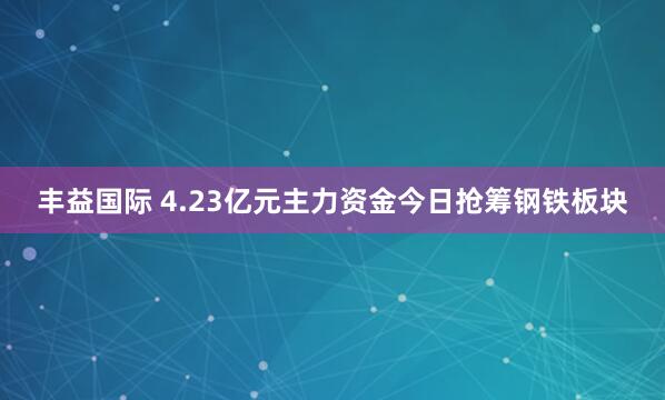丰益国际 4.23亿元主力资金今日抢筹钢铁板块