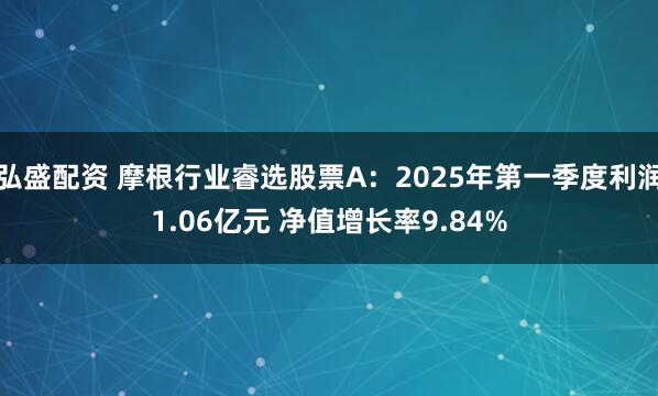 弘盛配资 摩根行业睿选股票A：2025年第一季度利润1.06亿元 净值增长率9.84%